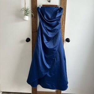 Y2K Urban Girl Nites Sz 9/10 Prom Ball Gown Dress Blue Satin Long Strapless